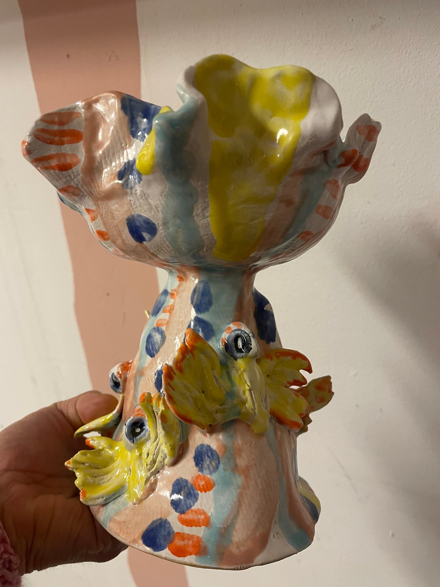 skulptur opsats -skål med fugle-ugler